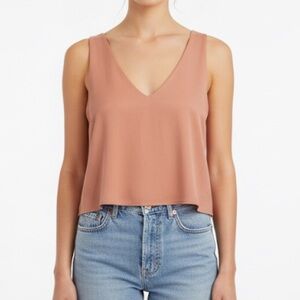 Lulus Beechwood Sleeveless Crop Top V-Neck Tie Back Shirt size S